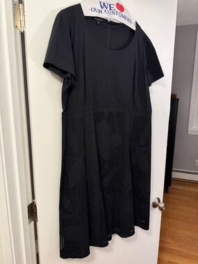 Lafayette 148 New York Black Laser-Cut Midi Dress